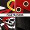G128 Combo Pack: 16 Ft Telescoping Aluminum Flagpole (Black) & Pirate Jolly Roger Red Head Scarf Flag 3x5 Ft, ToughWeave Series Embroidered 300D Polyester | Pole with Flag Included